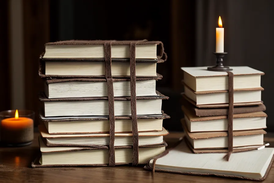 Carnets de notes personnels et objets de méditation sous une lumière chaude.