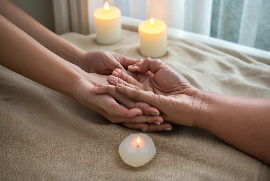 Mains pratiquant l'auto-traitement Reiki sur le centre du cœur
